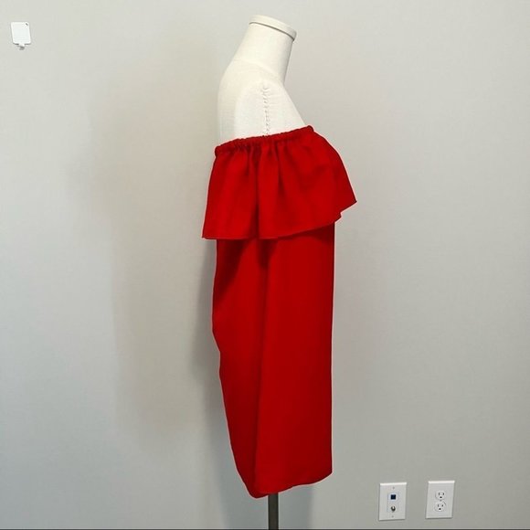 Aritzia Wilfred Neufchâtel Off Shoulder Ruffle Dress Red Mini Dress - Picture 10 of 16